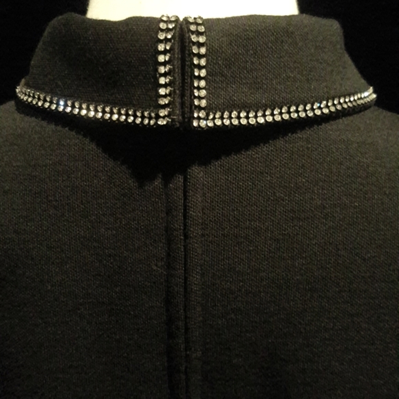 RARE Vintage Professionally Tailored Elegant Rhinestone Neckline Black Tie Top S - Picture 13 of 16